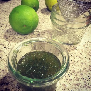 Straining lime cordial
